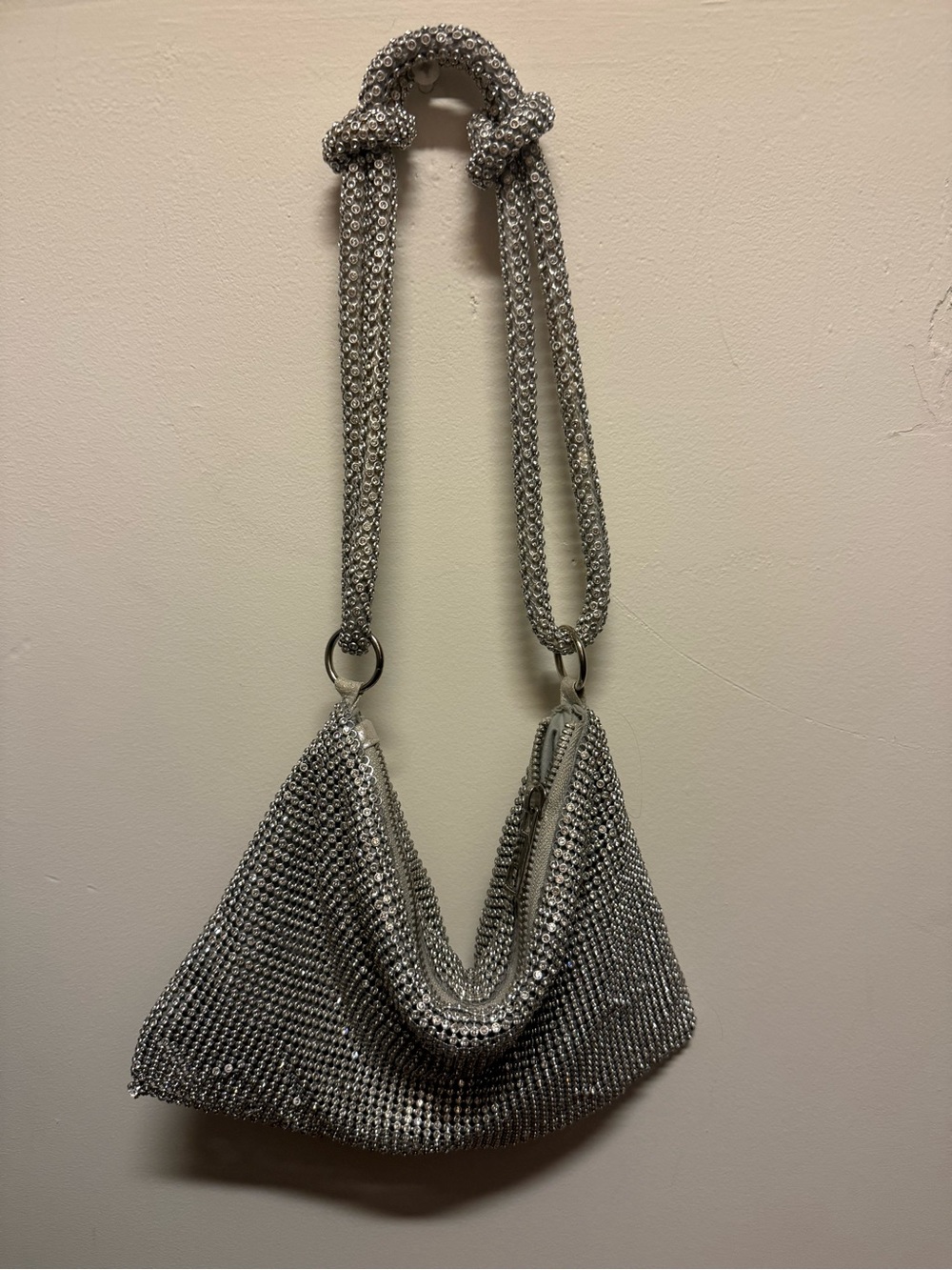 Silver Rhinestone Evening Shoulder Bag